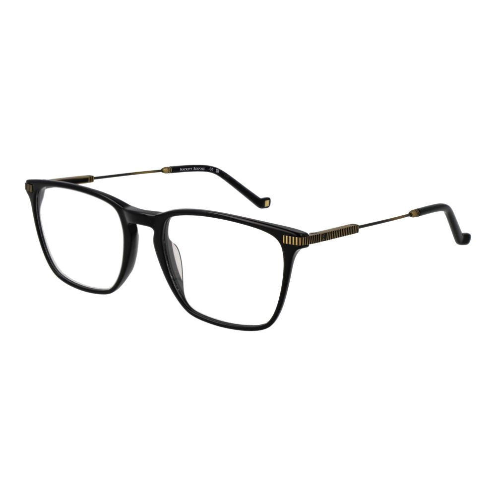Hackett Black Acetate Glasses (Frames), full-rim rectangle style for men, black color, 55-19-145 size with demo lenses.