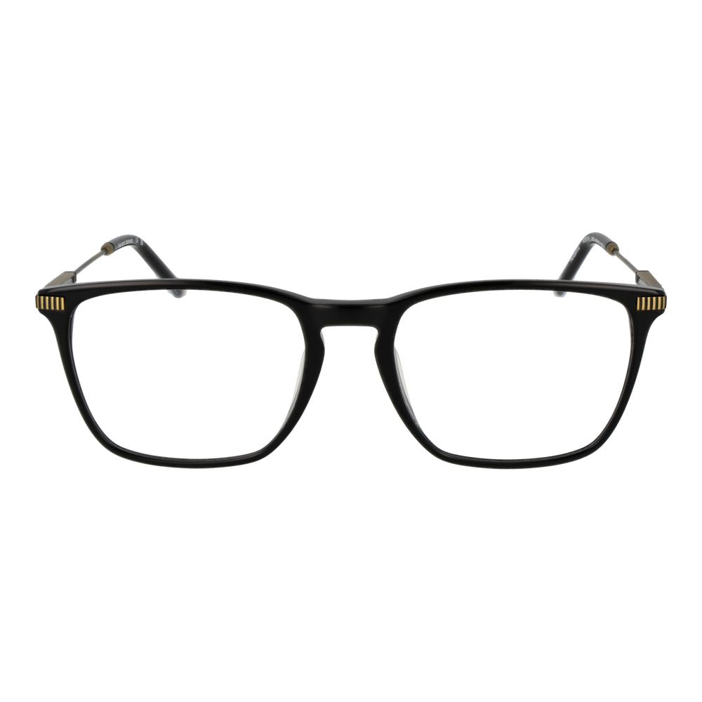 Hackett Black Acetate Glasses (Frames) - men's full-rim rectangle style with demo plastic lenses, size 55-19-145, black color.
