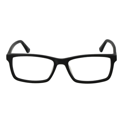 Police Black Cellulose Acetate Glasses (Frames) for men in full-rim black rectangle style, size 54-16-145 with spring hinge.