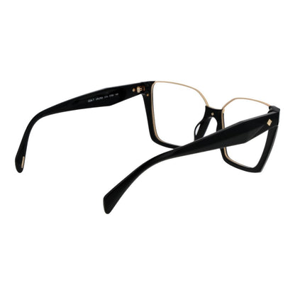 Police Black Cellulose Acetate Glasses (Frames) for women with full-rim square style and demo lenses in black.