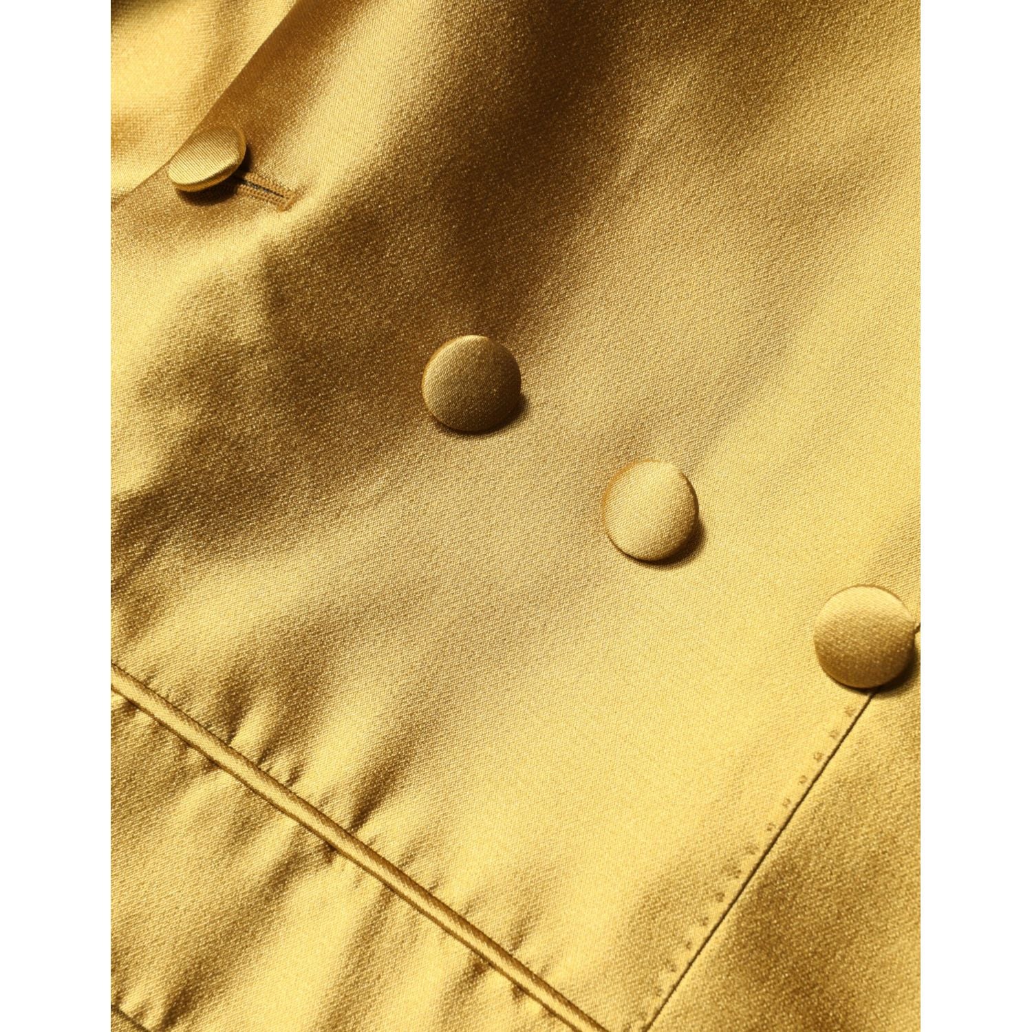 Dolce & Gabbana Gold Satin Long Sleeves Blazer Coat Jacket