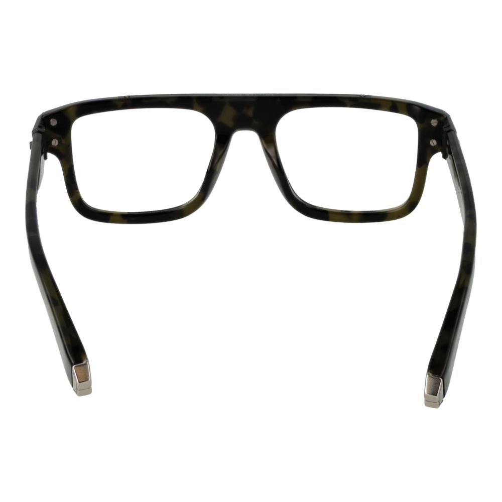 Philipp Plein Green Titanium Glasses (Frames), square full-rim design for men. Green titanium frame, demo plastic lenses, 145mm temples.