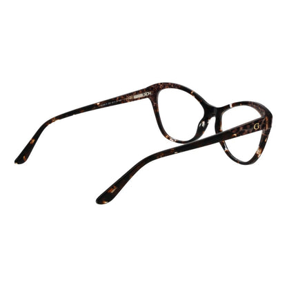 Guess Brown Acetate Glasses (Frames) in full-rim cat eye style with branded case, featuring brown acetate frame and demo lenses.