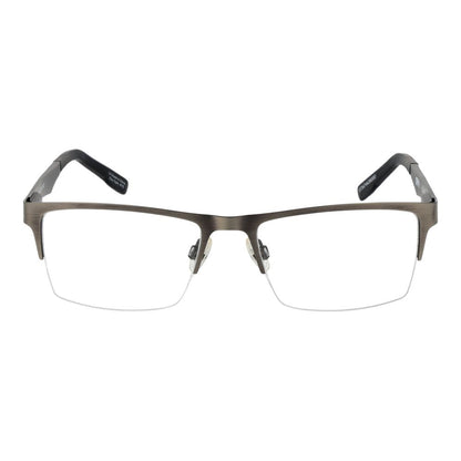 Spy Gray Plastic Glasses (Frames) for men, gunmetal color, half-rim style, rectangle shape with spring hinge, lens width 54mm.