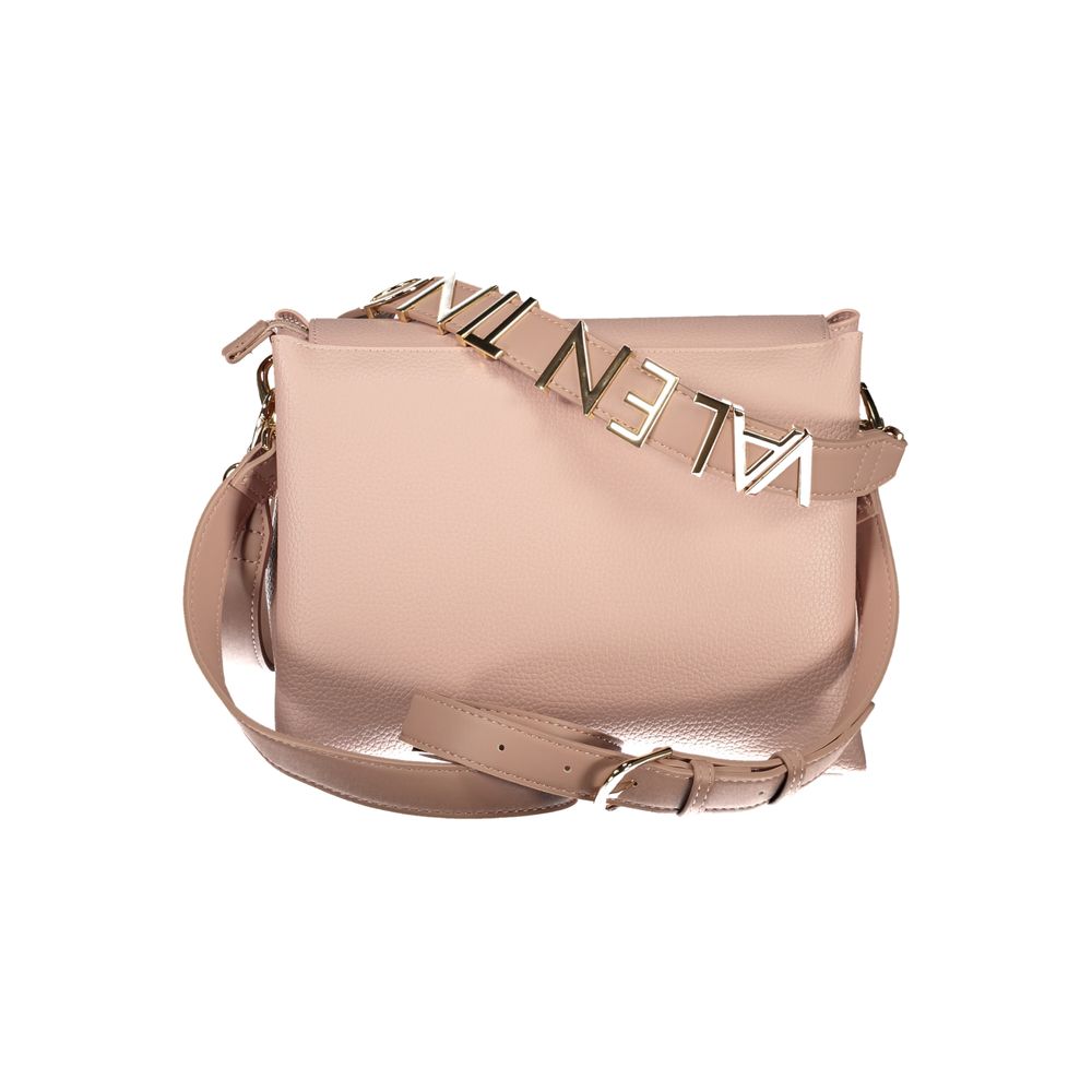 Mario Valentino Pink Polyethylene Handbag with removable shoulder handle, dual compartments, contrasting details, logo strap.