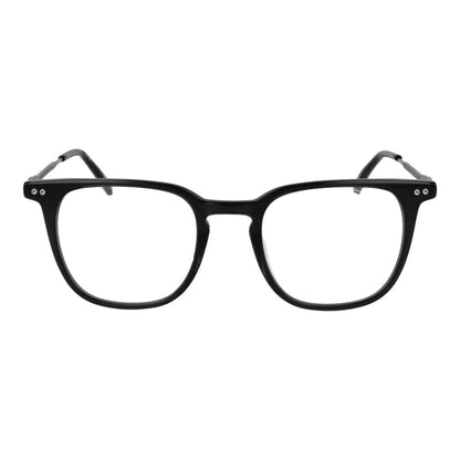 Tommy Hilfiger Black Acetate Glasses (Frames) for men, full-rim rectangle style, black color with demo lenses included in branded case.