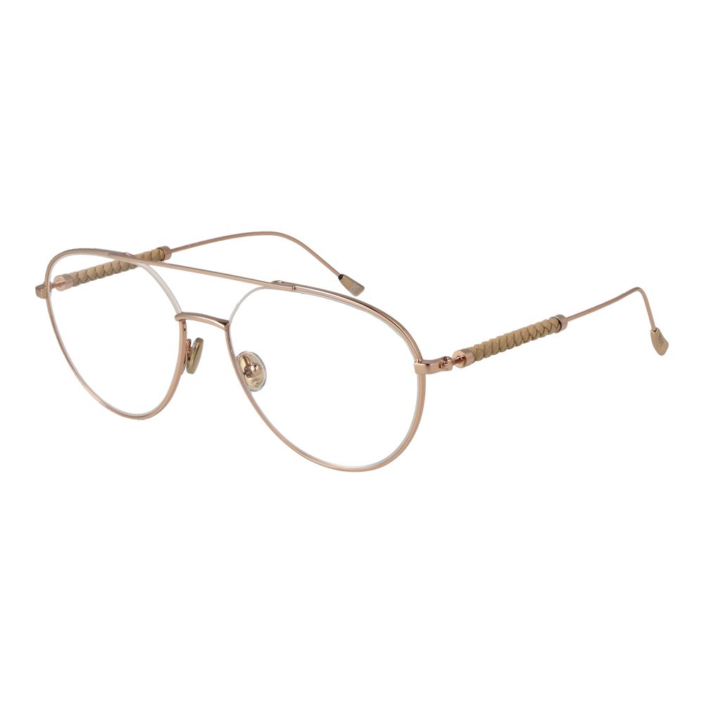 Alt Tag: Tod's Rose Gold Metal Glasses (Frames) for men, aviator style with half-rim rose gold metal frame and demo lenses.