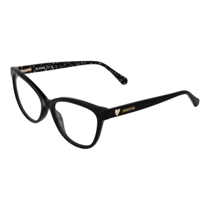 Love Moschino Black Acetate Glasses (Frames) for women, cat eye style, full-rim, black frame and demo lenses, includes branded case.