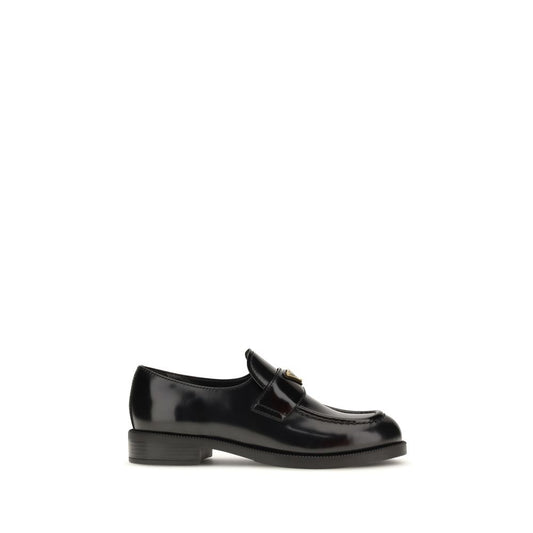 Prada Black Calf Leather Bos Taurus Slip-On Loafers 1728,72470364320,Black,EU37.5/US7.5,EU38.5/US8.5,EU38/US8,EU39/US9,EU40/US10,EU41/US11,Loafers - Shoes,New with tags,Prada,Shoes,Slip-On Loafers - Loafers - Shoes,Women