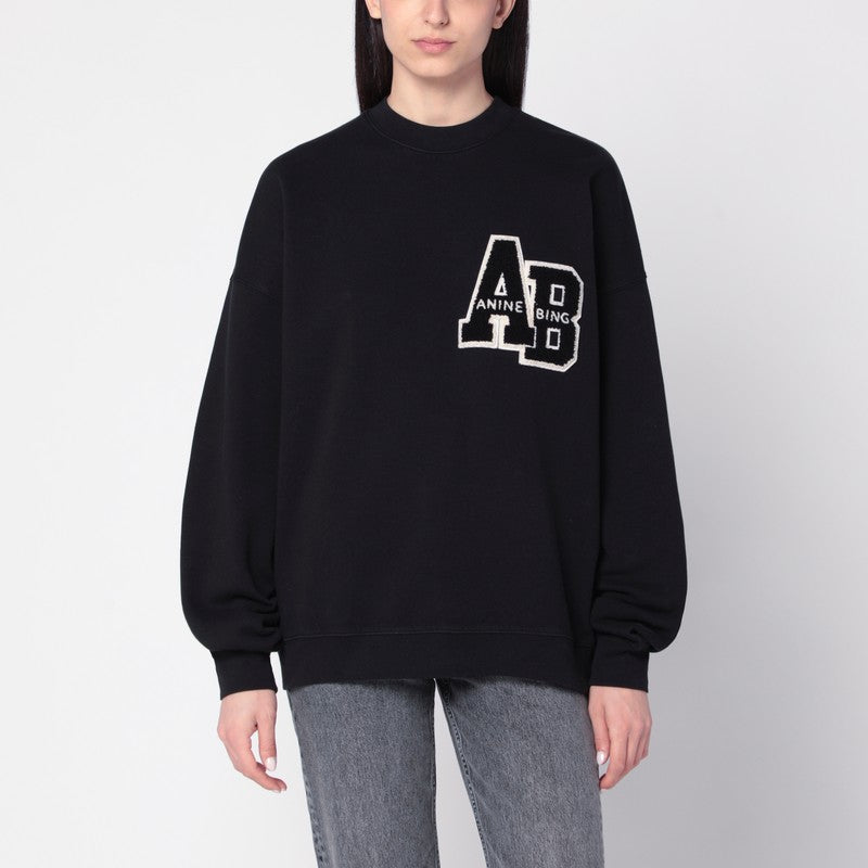 ANINE BING Black Miles Letterman oversized sweatshirt A-08-10074CO/R_ANINE-BLK1_323