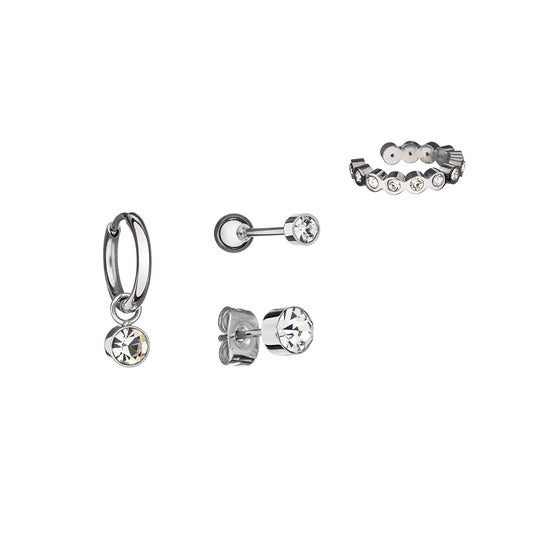 AN JEWELS JEWELRY Mod. AB.EP044 featuring earrings and ring set with crystals.