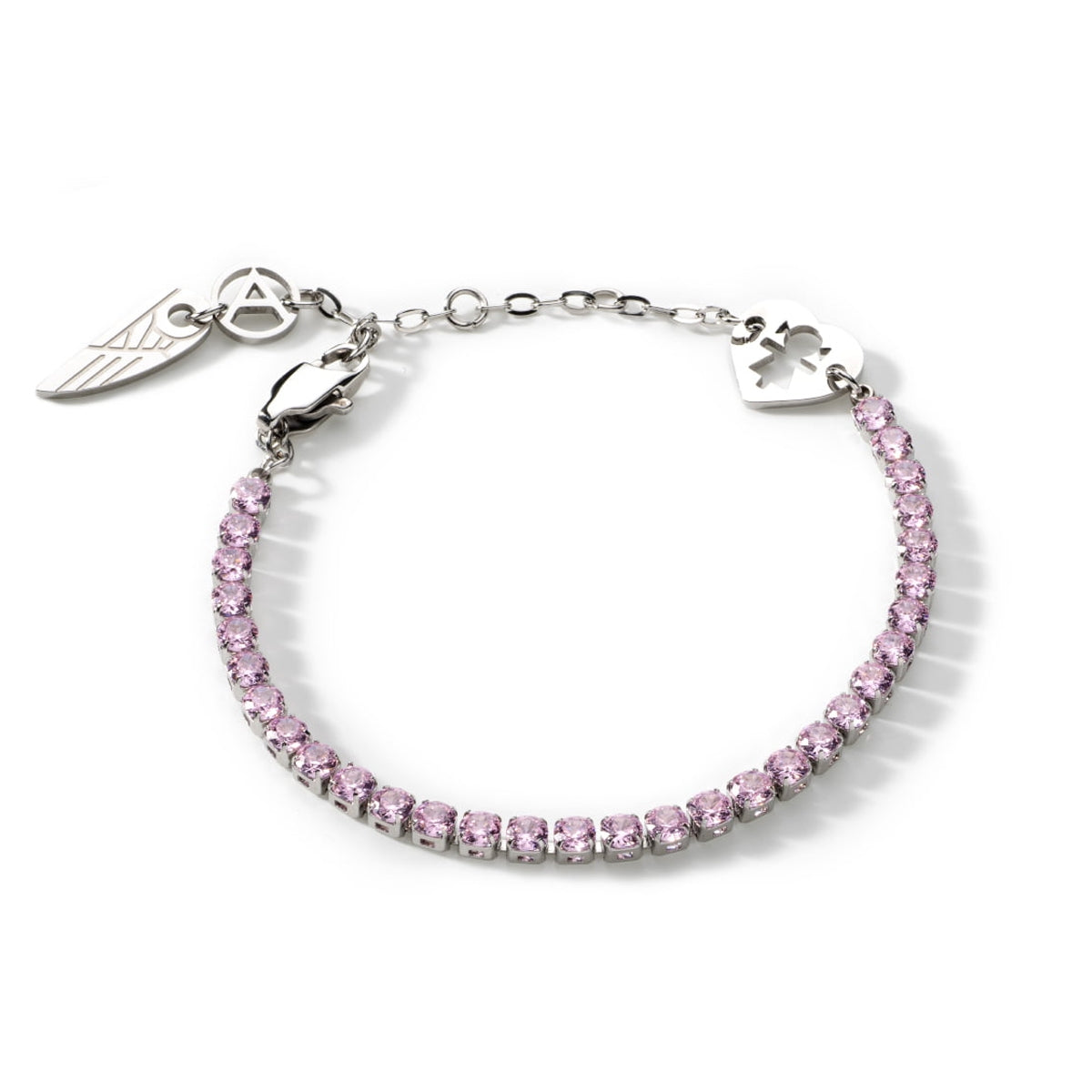AN JEWELS JEWELRY Mod. AL.BLIYMPK delicate silver bracelet with pink stones and elegant charms