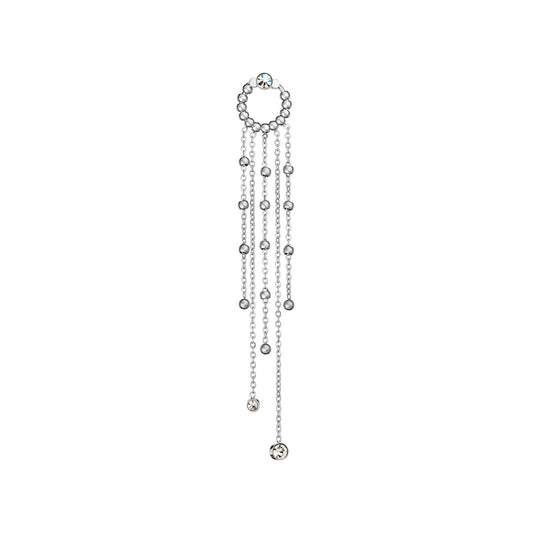 "Elegant long earring with circular design, AN JEWELS JEWELRY Mod. AL.ESOK1SC, featuring delicate chain details."