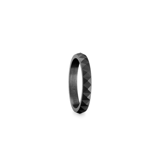 AN JEWELS JEWELRY Mod. AR.R1NS06BK-9 black ring with geometric pattern.
