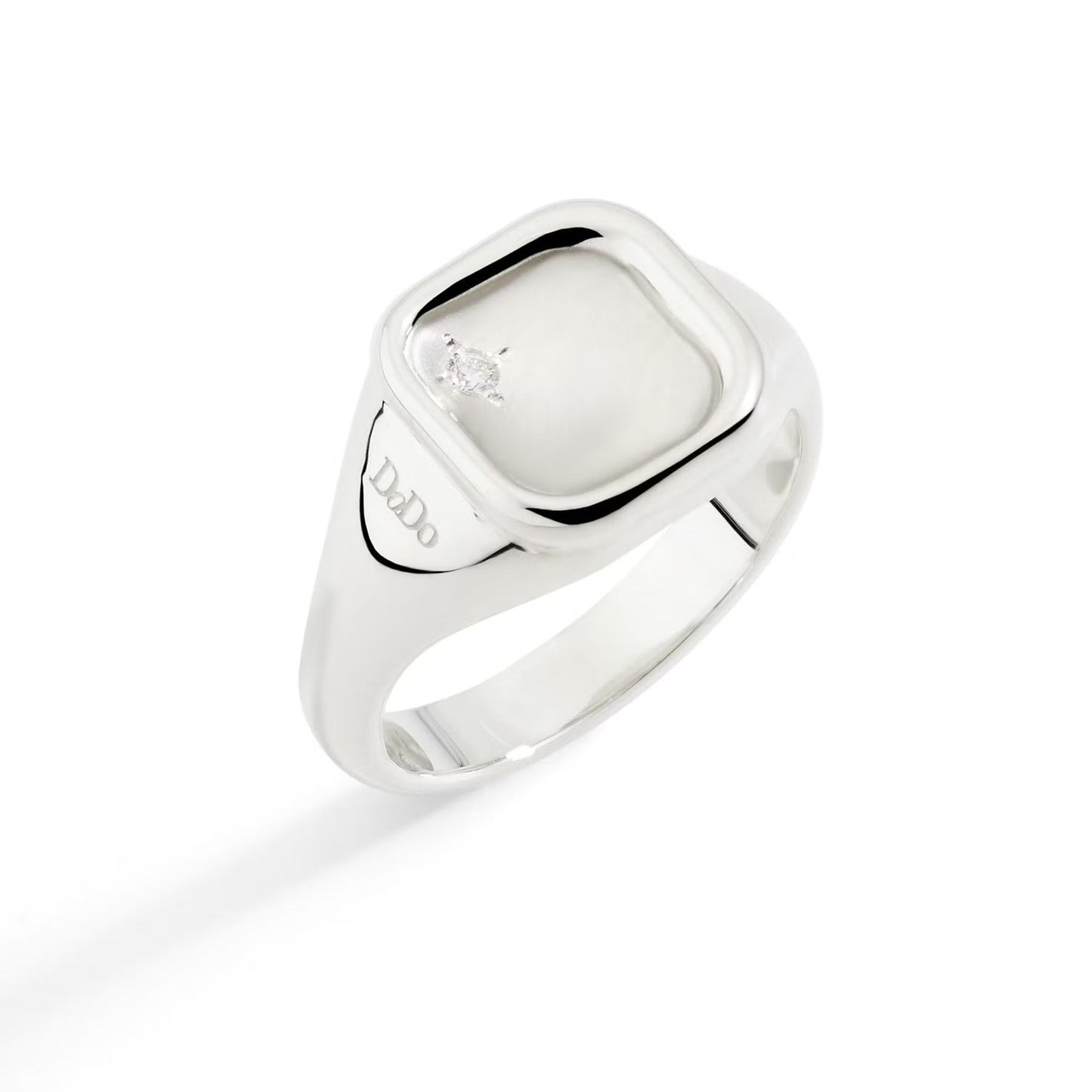 ANELLI DODO MOD. DAC5001SIGNEDB0AG50 silver ring with diamond detail on a white background.