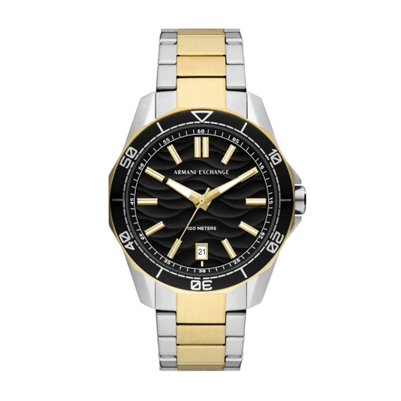 ARMANI EXCHANGE Mod. SPENCER men's wristwatch with a 44 mm case, shown in official packaging. Elegant design for stylish gentlemen.