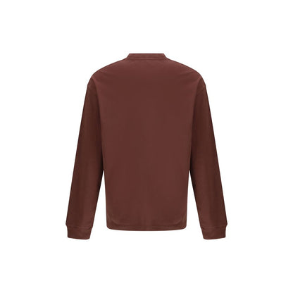 Agolde Bordeaux Cotton Long Sleeve T-Shirt in dark red color, viewed from the back, featuring ribbed crew neck and elasticized cuffs.