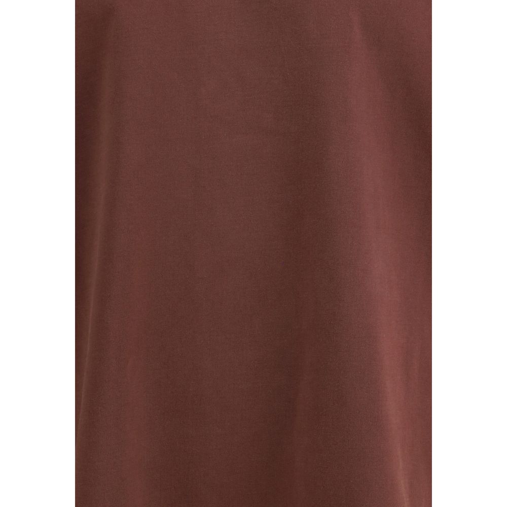 Close-up texture of Agolde Bordeaux Cotton Long Sleeve T-Shirt in rich burgundy color.