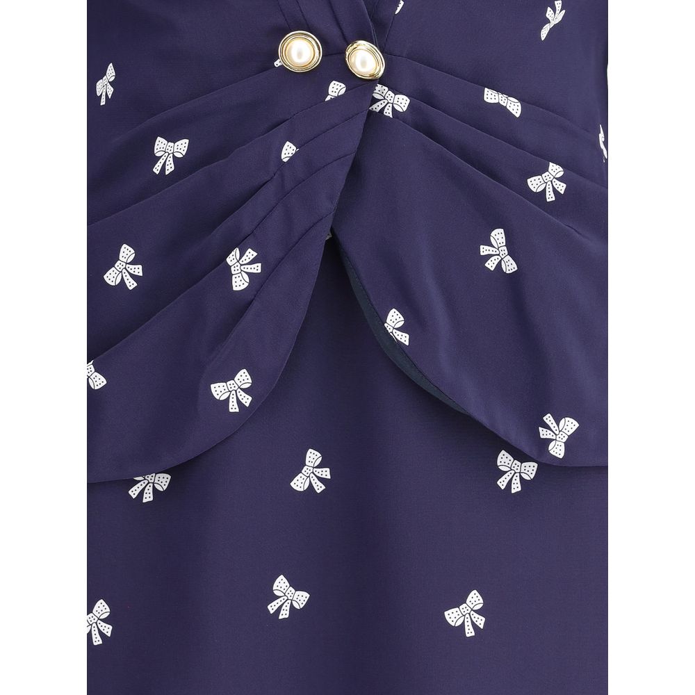 Alessandra Rich Blue Silk Casual Dress