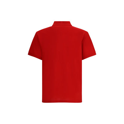 Alexander McQueen Red Cotton Polo Shirt with Italian-style collar and embroidered logo, back view, AW25 season, 100% cotton.