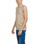 Man wearing Alviero Martini Prima Classe Beige Polyester Tank Top with geographic print