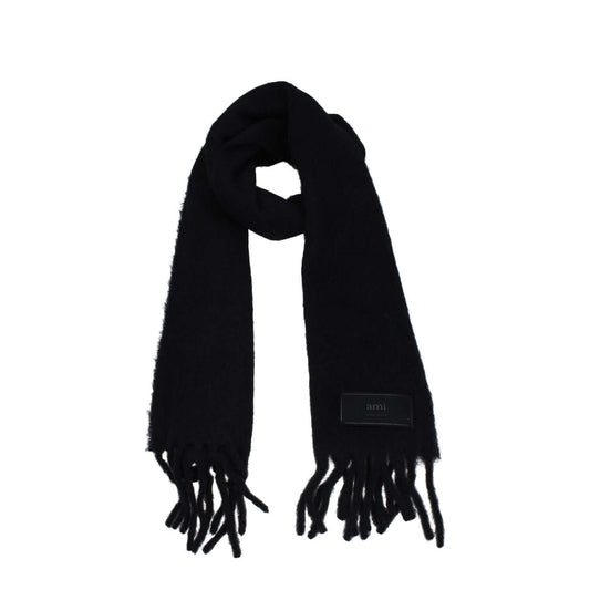 Ami Paris Black Leather Scarf