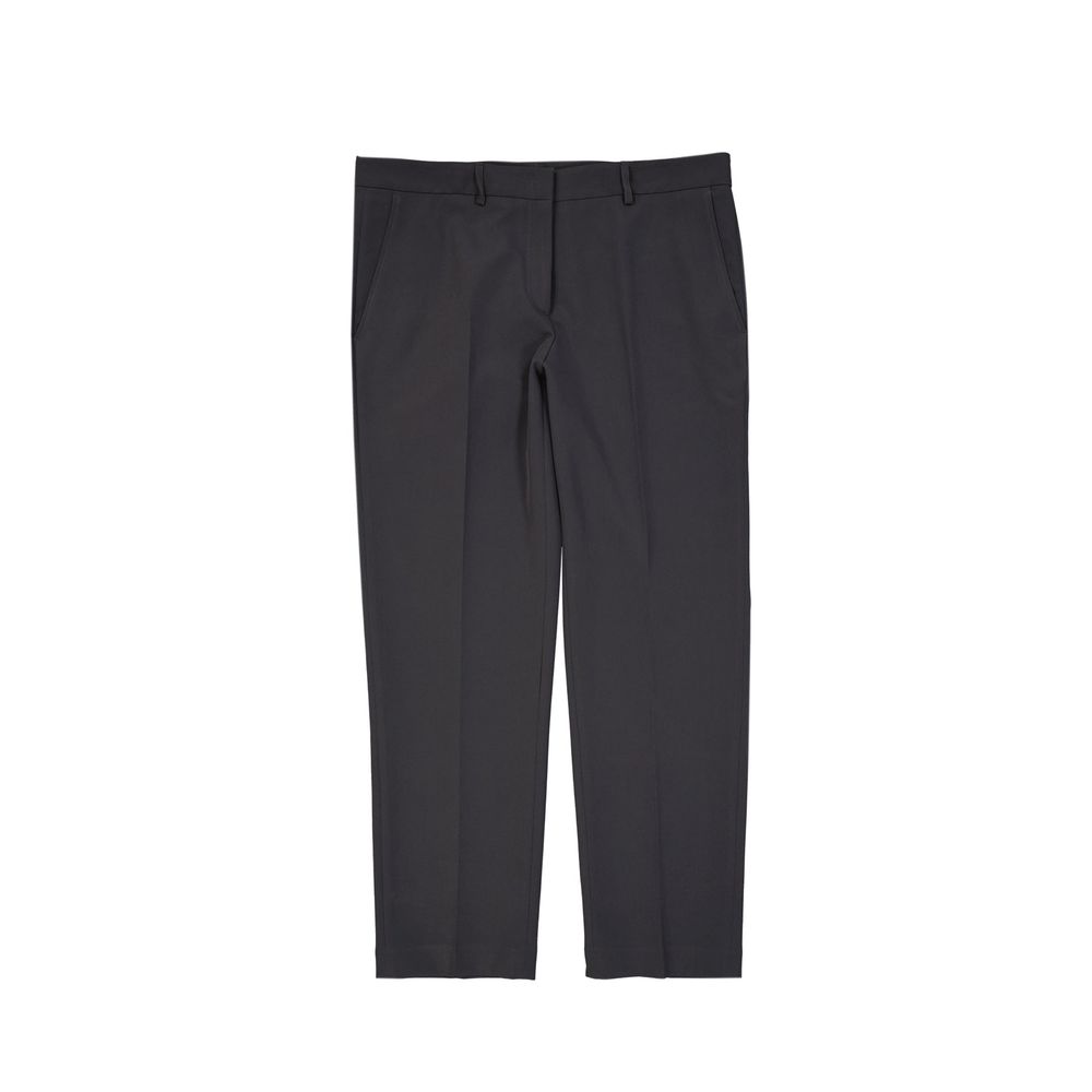 BLANCA VITA Cropped Trousers in black with two side pockets, belt loops, and button closure, made in Italy for women.
