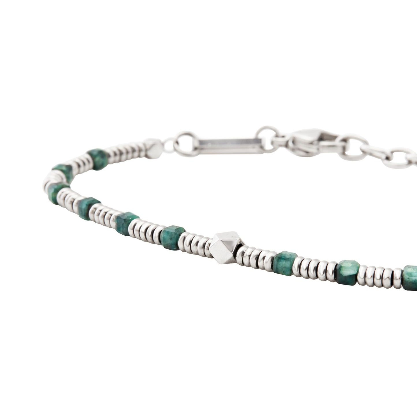 BREIL JEWELS Mod. TJ3647 men's bracelet with silver and green accents, quartz analog movement, in official box, 5 ATM water resistant.