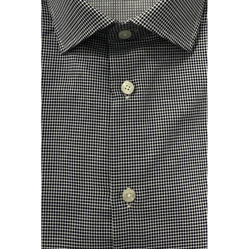 Baldinini Trend Blue Cotton Men Shirt with sleek silhouette and French collar, showcasing Italian craftsmanship and contemporary style.