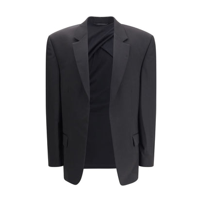 Balenciaga Black Wool Clothing - Deconstructed blazer with extended shoulders and oversized fit for a bold contemporary style.