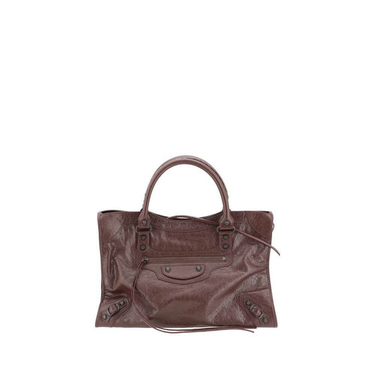 Balenciaga Brown Calf Leather Bos Taurus Shoulder Bag - elegant lambskin with hand-woven handles and adjustable strap