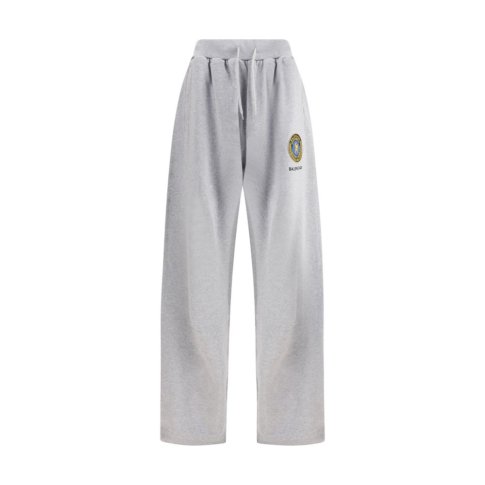 Balenciaga Gray Cotton Joggers (Workout Pants) with elastic waistband and logo patch, AW25 collection.