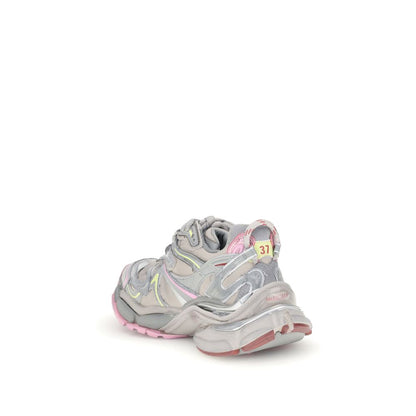 Balenciaga Multicolor Rubber Athletic Sneakers with worn-in effect and Runner logo on side, showcasing back heel design and size indication.