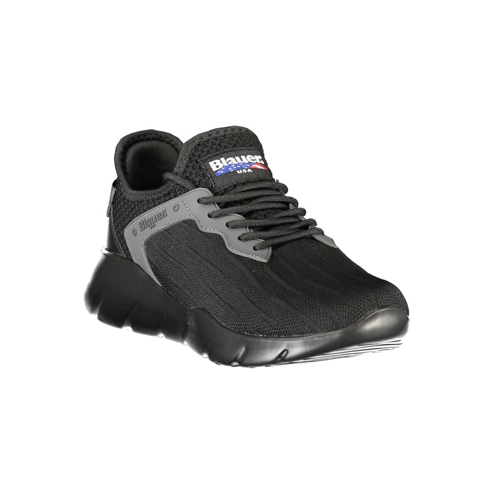 Blauer Black Polyester Men Sneaker with sleek design and contrast detailing