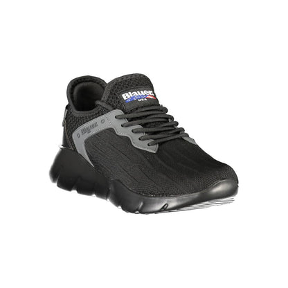 Blauer Black Polyester Men Sneaker with sleek design and contrast detailing