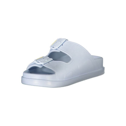 Blauer Blue Polyethylene Women Sandal with adjustable buckles and logo, fashion-forward slip-on footwear for chic comfort.