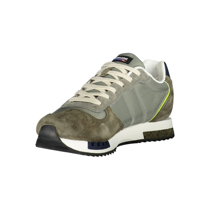 Blauer Green Polyester Mens Sneaker with contrasting details and interchangeable laces for style and comfort.