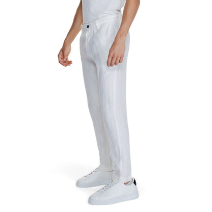 Borghese White Linen Casual Pants