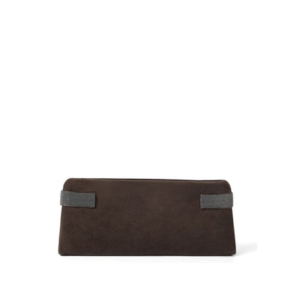 Brunello Cucinelli Essence pouch bag in suede with precious bands Clutches