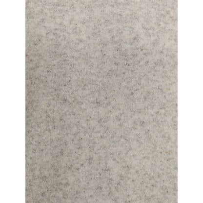 Close-up of Brunello Cucinelli Gray Alpaca Vicugna Pacos Sweatshirt fabric showing mélange pattern and texture.