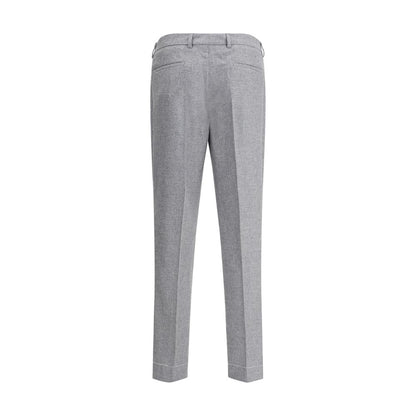 Back view of Brunello Cucinelli Gray Cashmere Casual Pants with welt pockets and tapered legs, showcasing modern, relaxed elegance.