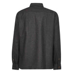 Back view of Brunello Cucinelli Long-sleeve flannel overshirt in brown with buttoned cuffs and polo collar.