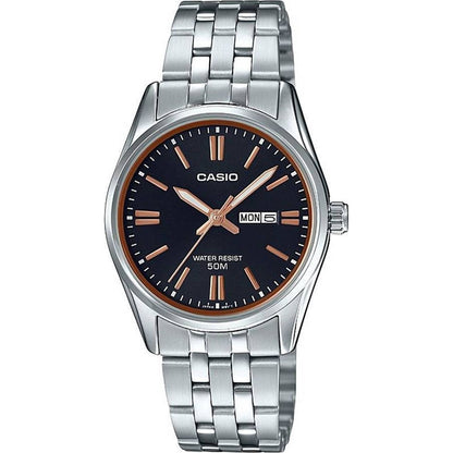 CASIO COLLECTION Mod. LADY DAY & DATE - BLACK. BRONZE INDEXES WATCHES