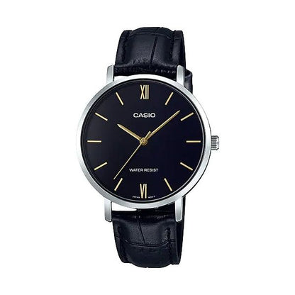 CASIO COLLECTION Mod. MINIMAL. LEATHER - BLACK WATCHES