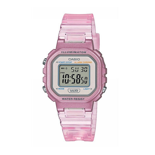 Pink digital CASIO EU WATCHES Mod. LA-20WHS-4AEF with water resistance and illuminated display