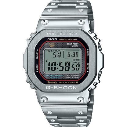 CASIO G-SHOCK MASTER OF G Mod. THE ORIGIN FUL METAL wristwatch with stainless steel case and bracelet, solar movement, and multifunction display.