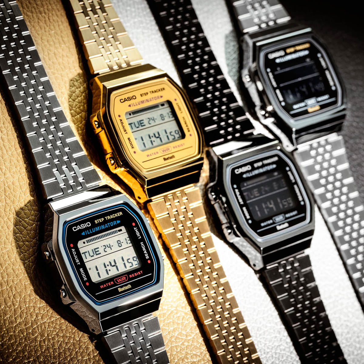 CASIO VINTAGE Mod. SILVER -BLUETOOTH® SMARTPHONE LINK w. built-in accelerometer senses body movements + steps counter ABL-100WE-1AEF