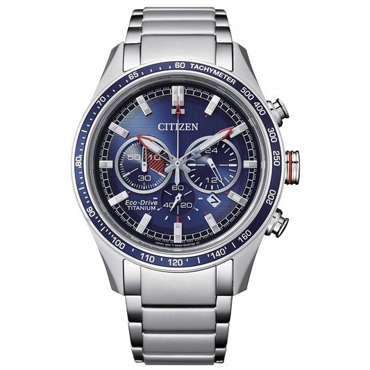CITIZEN MOD. CA4490-85L watch with blue dial and tachymeter, Eco-Drive Titanium design