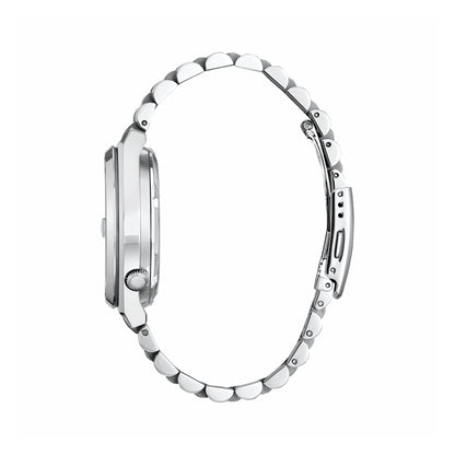 CITIZEN MOD. NJ0151-88M side view showing stainless steel case and bracelet