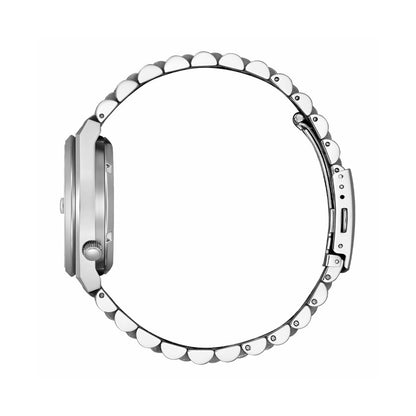 Side profile of CITIZEN MOD. NJ0200-50X watch showcasing its sleek design and stainless steel band.